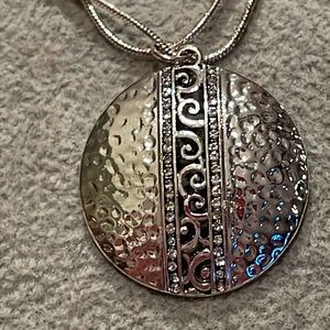 C 1946 Silver Dome Pendant Necklace 24-26”
